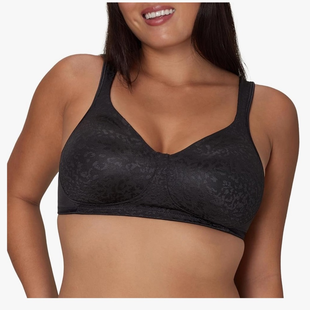 Playtex 4745 wire free bra black animal print 40B EUC